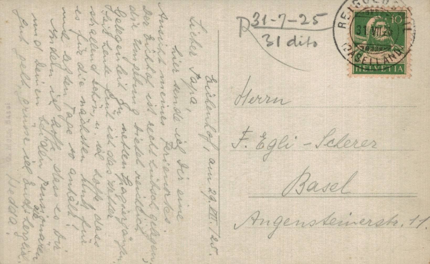 Cartoline postali: Vintage Ansichtskarte Pension Eichenhof Reigoldswil BL 1925 – Usato da Luzern venduto da Kartenansicht 1