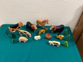 Holztiere, Bauernhof Zubehör Holz, Spielzeug Bauernhof Tiere