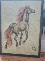 Vintage Abstract Horse Cavas Painting signed by B. Simon.