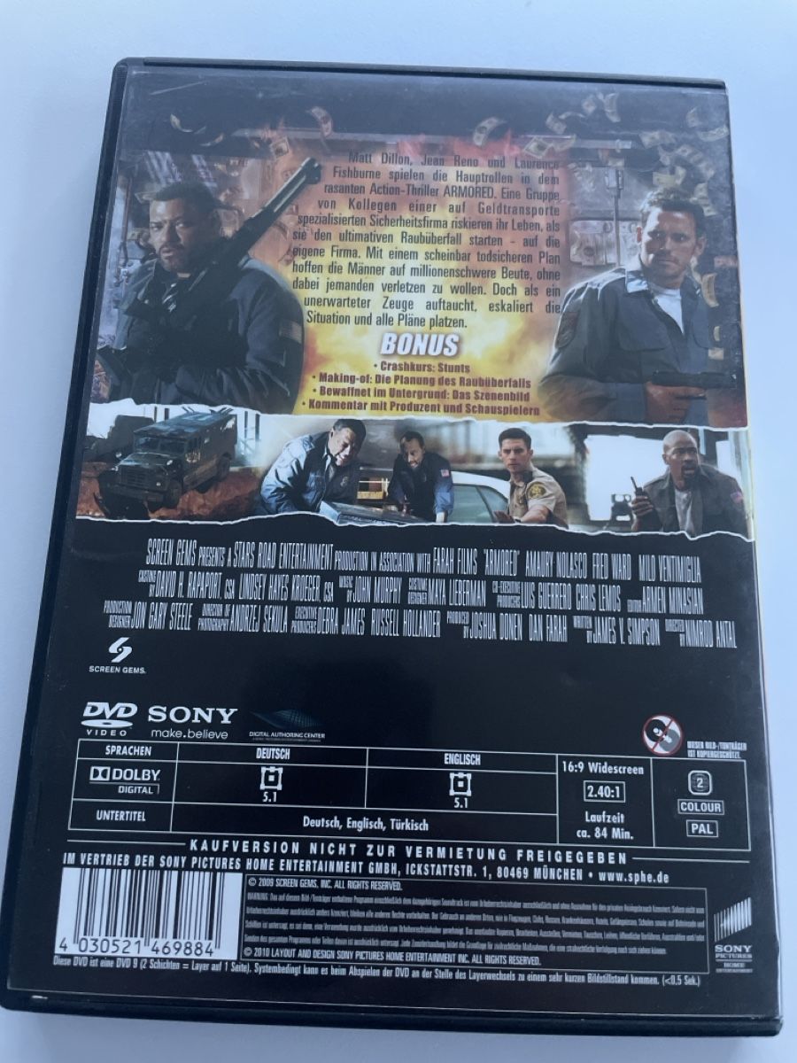 Alle DVDs: Armored DVD Actionthriller mit Jean Reno & Matt Dillon – Gebraucht aus Sargans von Didis 1