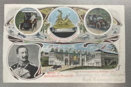 rare Gordon Bennett Litho Postkarte Gruss vom Rennen 1904