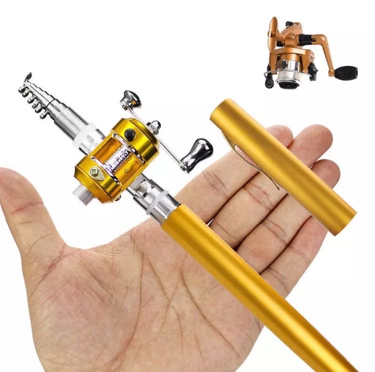 Gcroet Mini Angelrute Stift-Design - Tragbare Teleskoprute Mit Rolle 39 Zoll