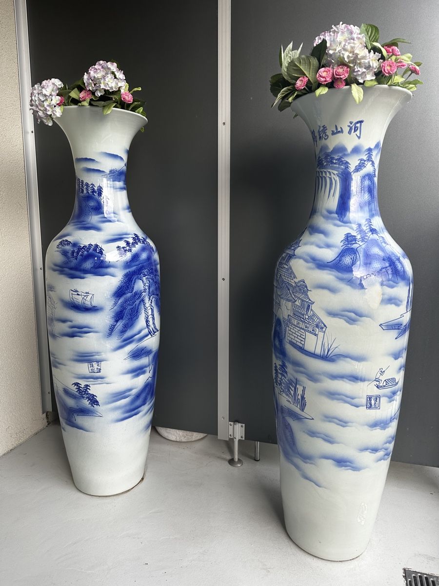 Tutte le decorazioni: Tall Blue & White Vases Pair - Summer Decor – Usato da Niederlenz venduto da bul_m9x7 6