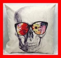 Totenkopf Kissenbezug Sonnenbrille Couch Sofa Bunt Schädel