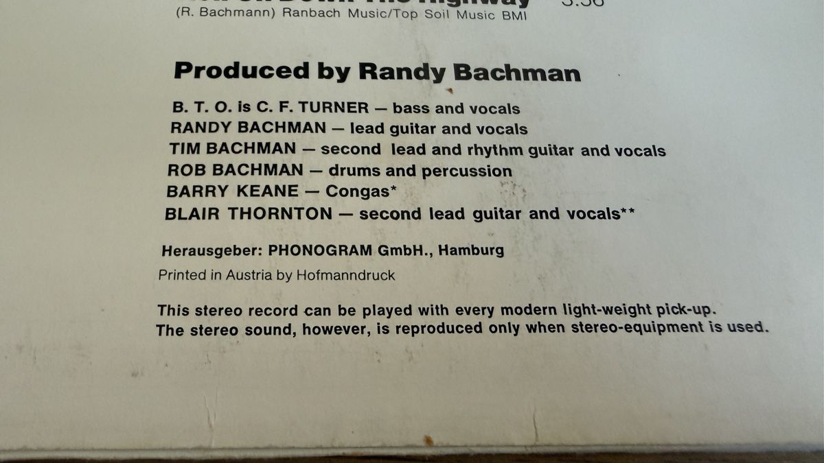 Dischi in vinile: Bachman-Turner Overdrive 1974 – Usato da Ebikon venduto da elischka 3