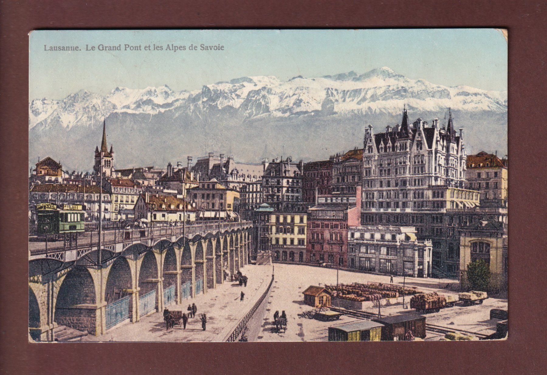Cartoline postali: LAUSANNE - Flon - Grand Pont - 1909 – Usato da Pully venduto da nicecards