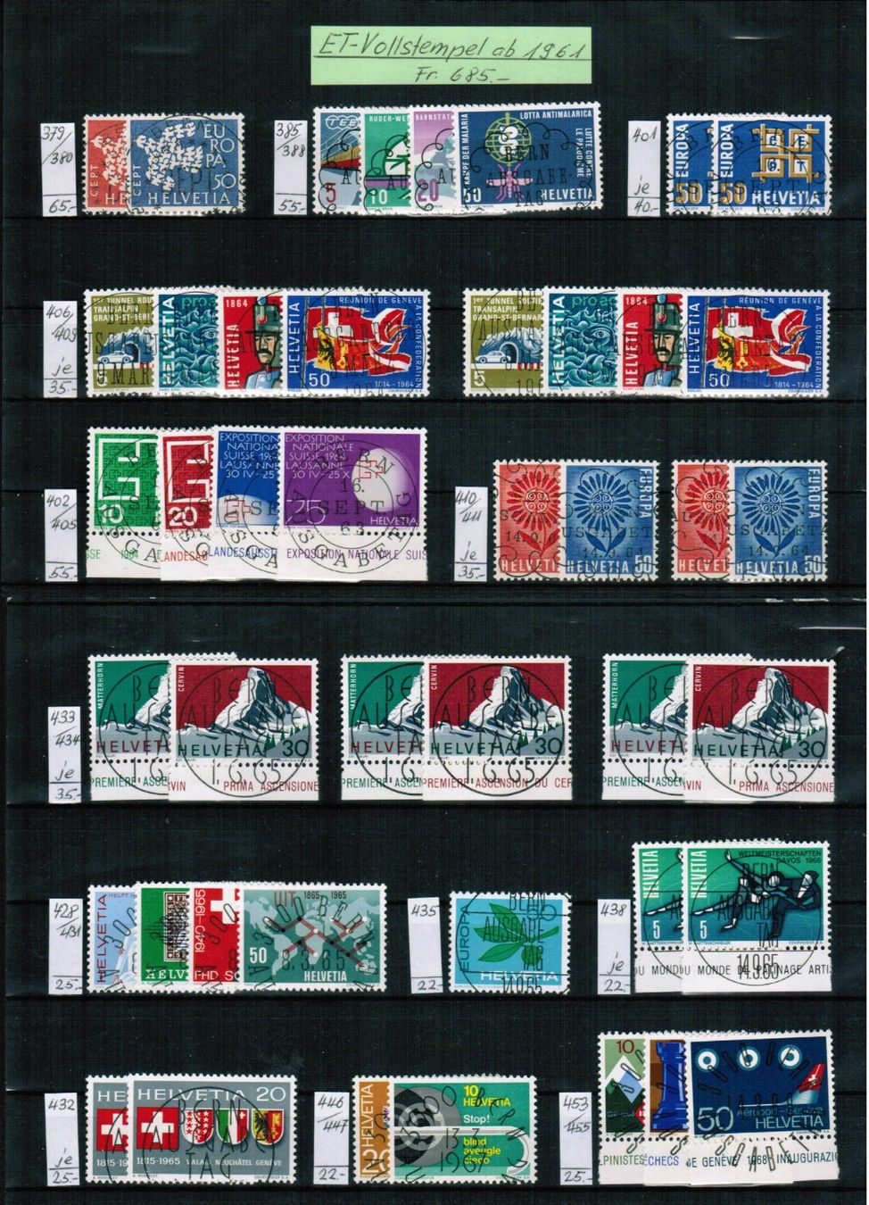 Tutti i francobolli: Lot ET-Vollstempel ab 1961 – Usato da Bern venduto da peri02