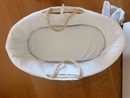 Baby Moses Basket woven straw white used condition