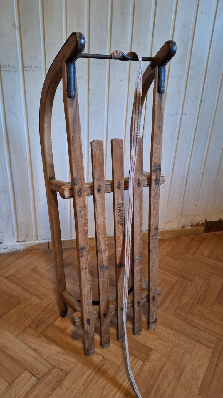 Xilografie: alter Davoser Holz Schlitten – Usato da Dornach venduto da majo8689