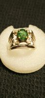 Herrenring Smaragd 925 Silber Goldfassung guter Zustand