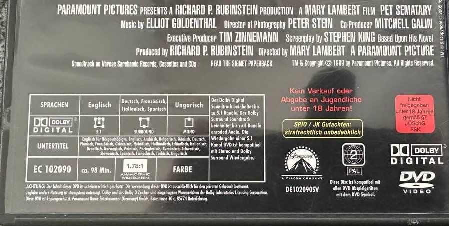 Tutti i DVDs: Stephen Kings "Friedhof der Kuscheltiere" 1+2 DVD – Usato da Beringen venduto da Mantafisch1 2