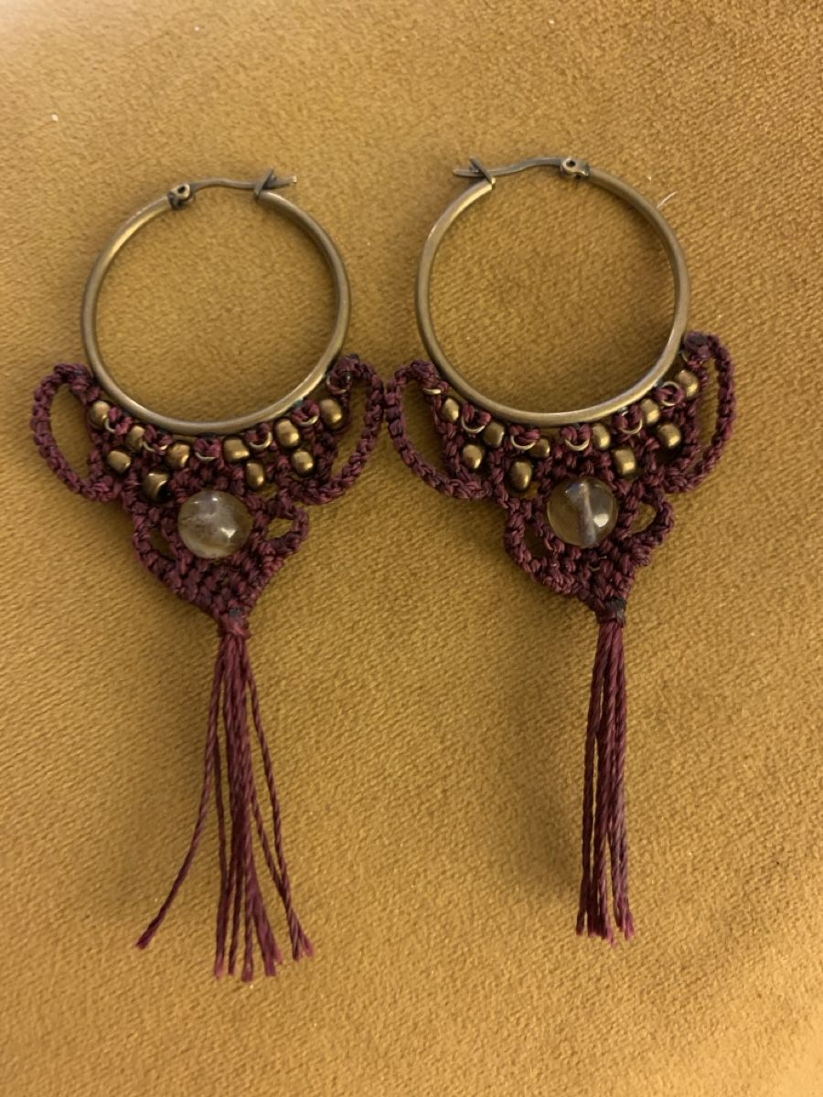 Orecchini pendenti & Orecchini a lobo: Boucles d'oreilles créoles macramé bohème chic – Nuovo e nell'imballaggio originale da Versoix venduto da val_t6jc 4
