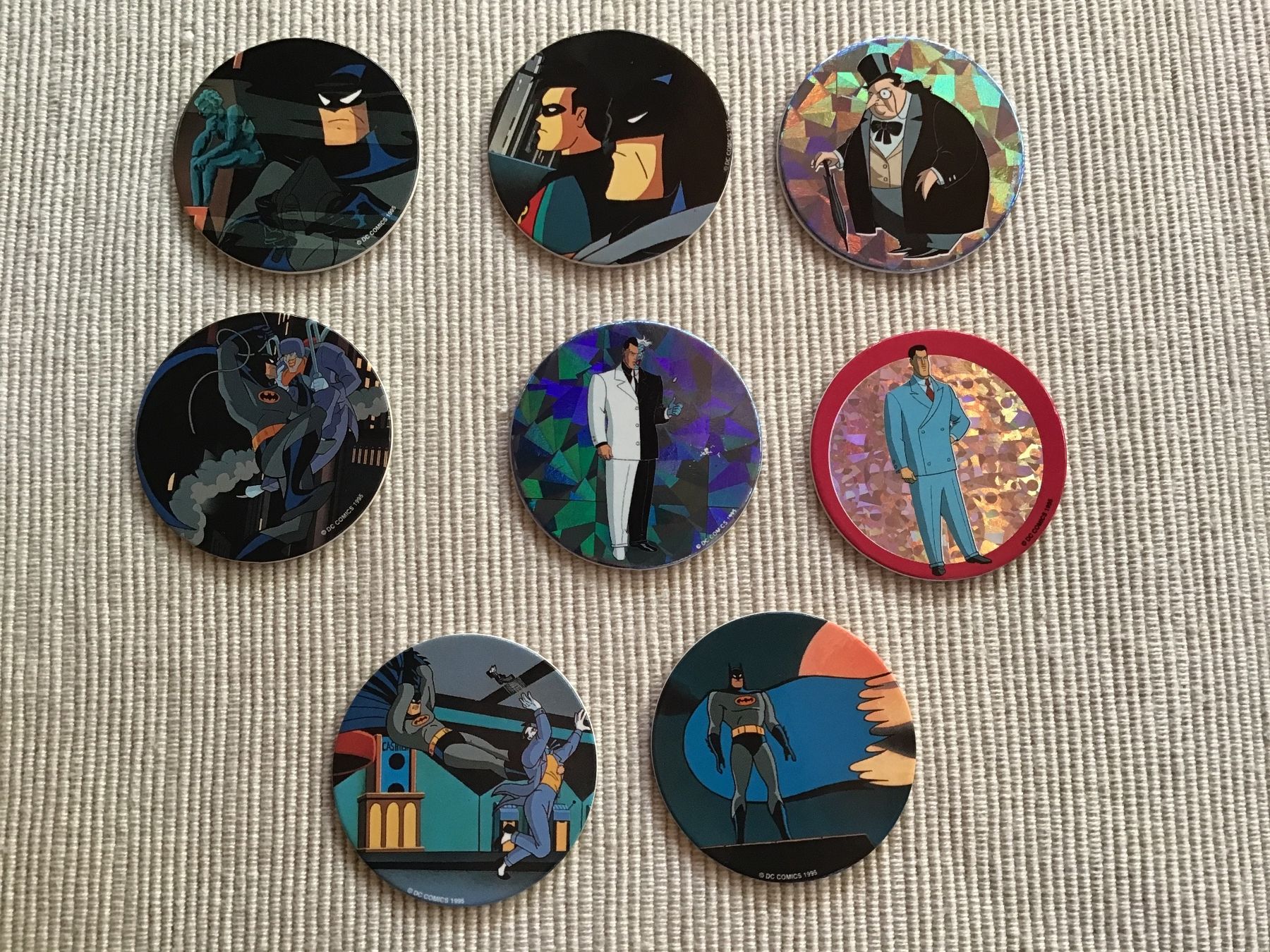 8 Batman Pogs seltene Sammelobjekte, 1995. (Neu (gemäss Beschreibung ...