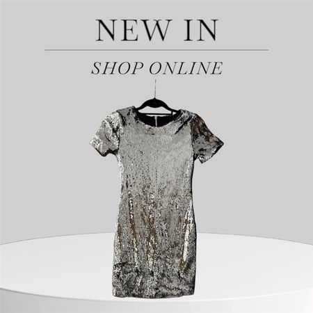 Topshop Pailletten Kleid, Silber, Gr. 34 - Glamour pur!