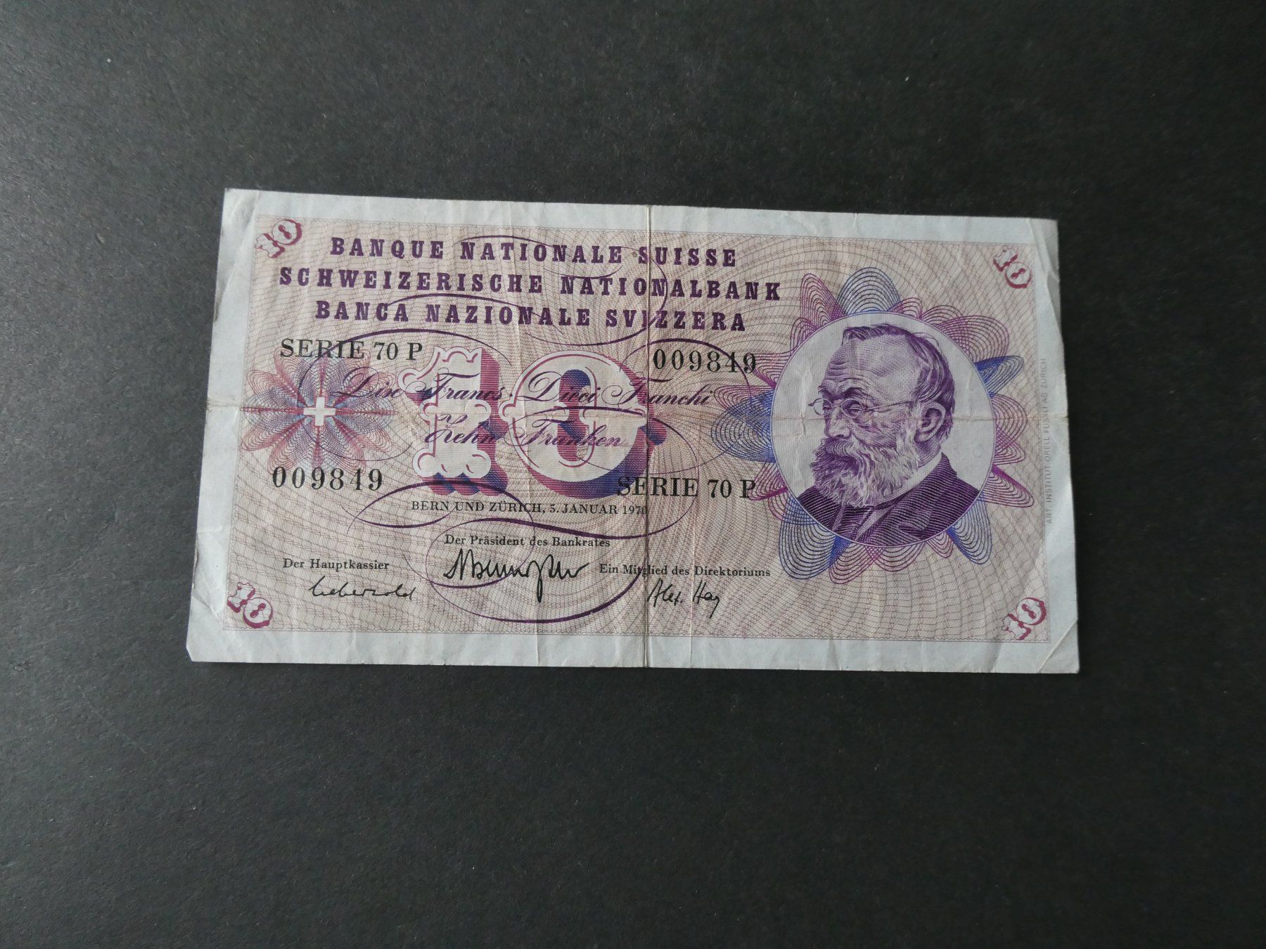 Banconote: Schweiz 1970, 10 Franken – Usato da Hinterforst venduto da Rohusri