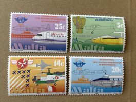 Briefmarken Malta Flugzeuge, 4er Set, Top Zustand!