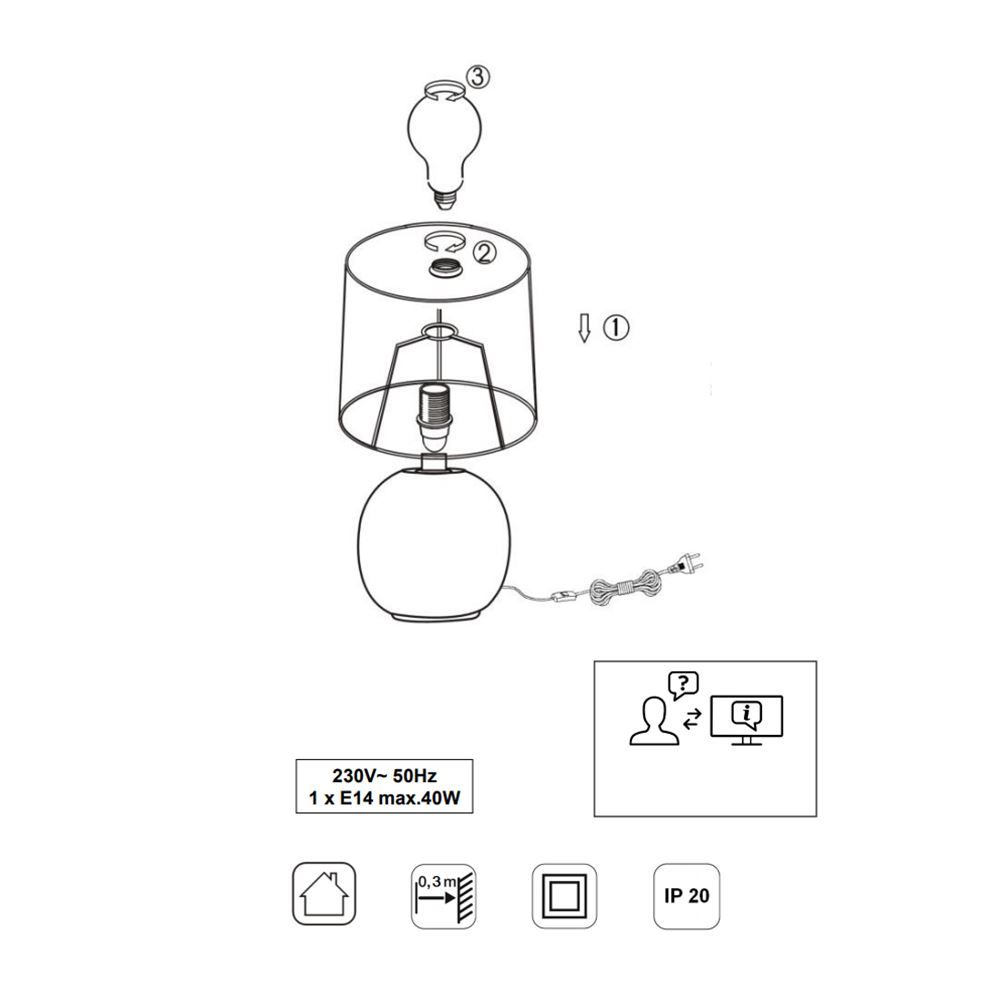 Lampade: Tischleuchte, Bettleuchte, 26 cm Höhe – Nuovo (secondo la descrizione) da Kreuzlingen venduto da Smart-Light 2