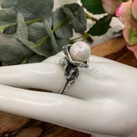 Superring massiv in Sterlingsilber, mit Perle, Gr 56