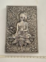 Buddha Relief Bild Metall 15x10cm Thailand Notizblock