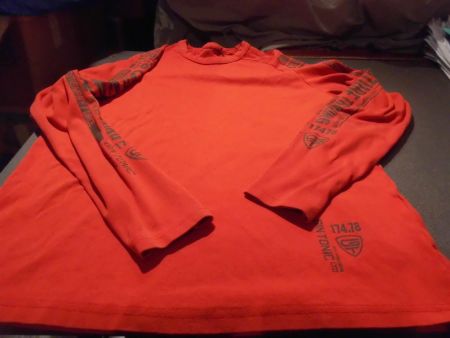 Pullover ca. Grösse M, orange/Aufschrift