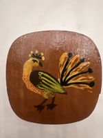 Antike Holzschatulle mit Vogelmotiv, Handbemalt