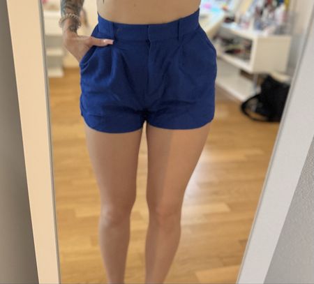 Dunkelblaue Leinen Shorts hoher Leinenanteil H&M Gr. S 36