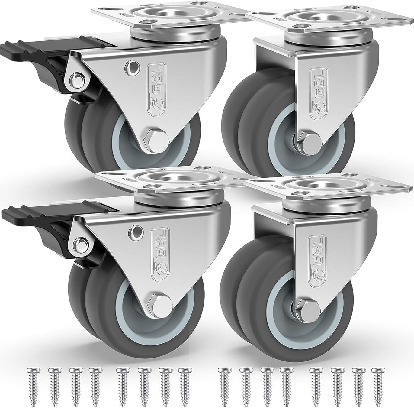 Sonstiges zum Lager & Transport: Möbelrollen Schwerlast mit 2 Bremsen  - 50mm - 400Kg – Neu und originalverpackt aus Nuglar von SaleRitter