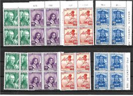 Pro Juventute Viererblock-Serien  1938, 1954,  1955 **