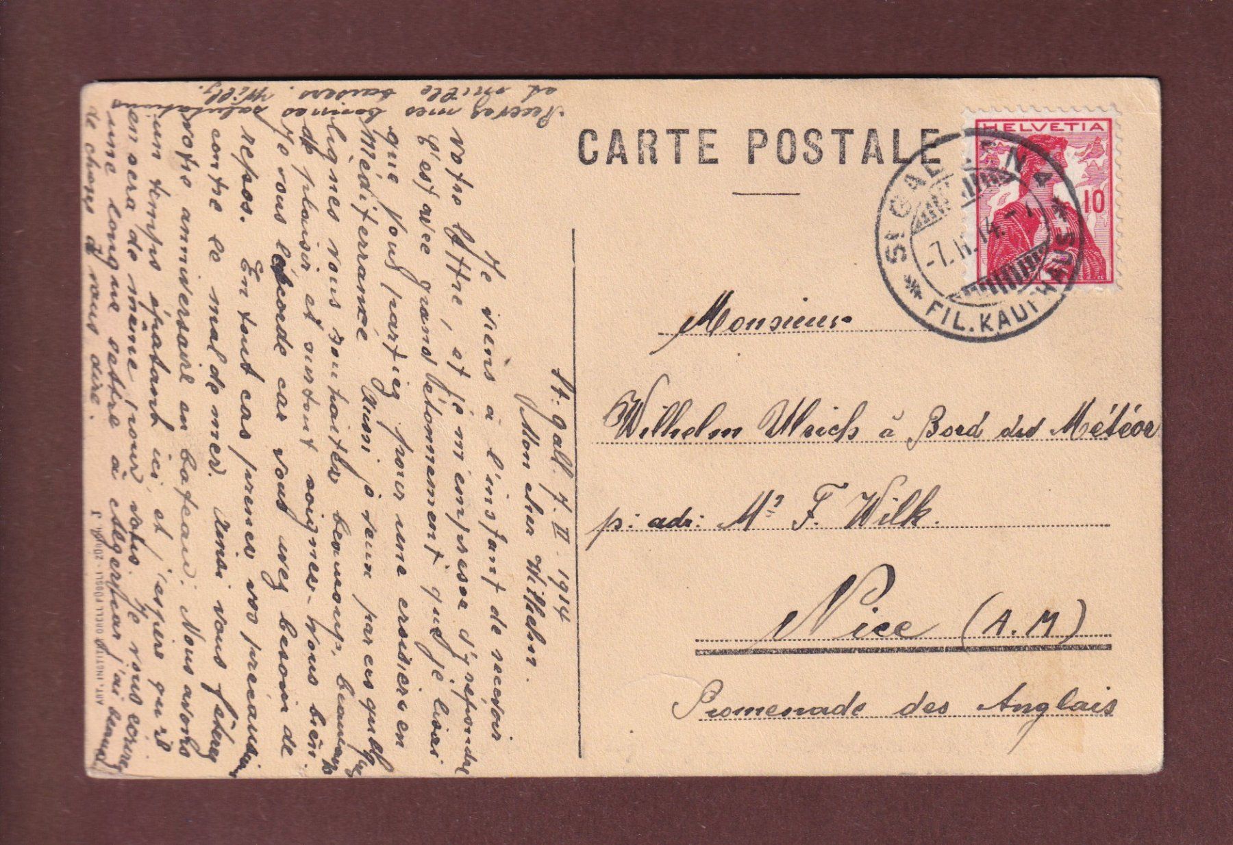 Cartoline postali: ST. GALLEN - Institut Dr. Schmidt - 1914 – Usato da Pully venduto da nicecards-shop 1