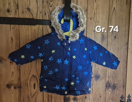 Winterjacke Baby dunkelblau mit Sternen Grösse 74