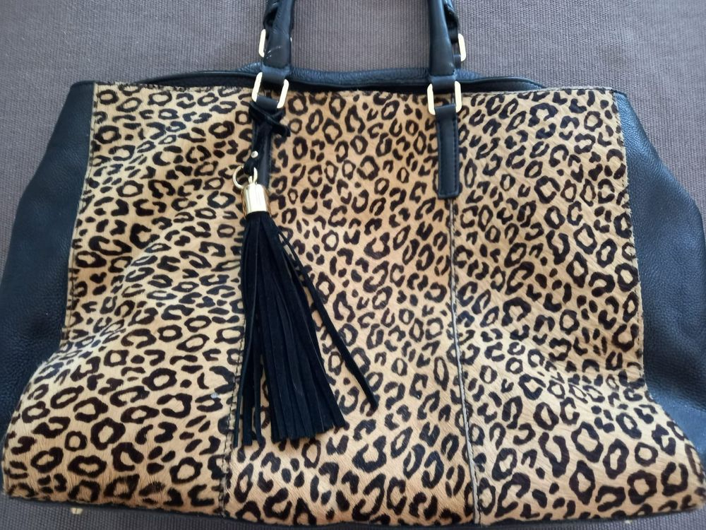 GADITIEK Damen Tasche Leopardenmuster - Großer Shopper Aus Fein-Cord & Canvas