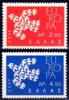 GRIECHENLAND 1960 2 EUROPAMARKEN FLIEGENDE TAUBEN ** - U343