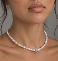 SÜSSWASSER Collier Halskette Perlenkette Anhänger 42 cm  NEU