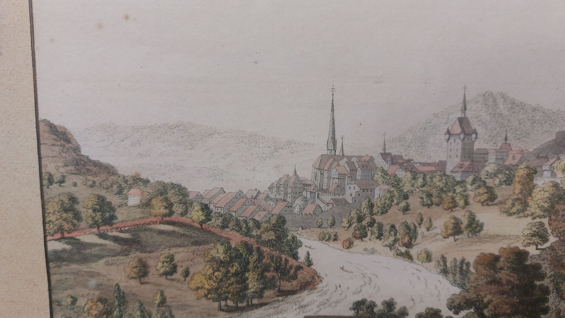 Stiche: Antiker Stich um 1820 Baden Aargau  – Gebraucht aus Opfertshofen SH von museumswert 2