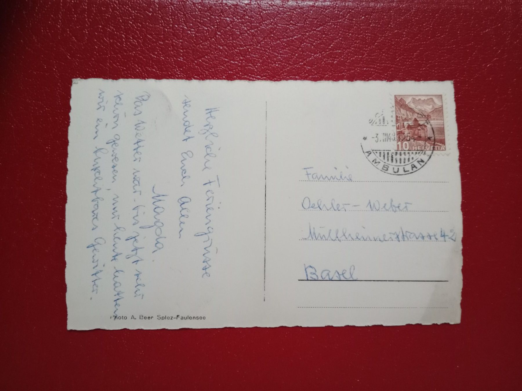 Cartes postales: Faulensee Bern mit Schiff Strandweg 1948 – D'occasion à Küttigen par Melisch1000 1