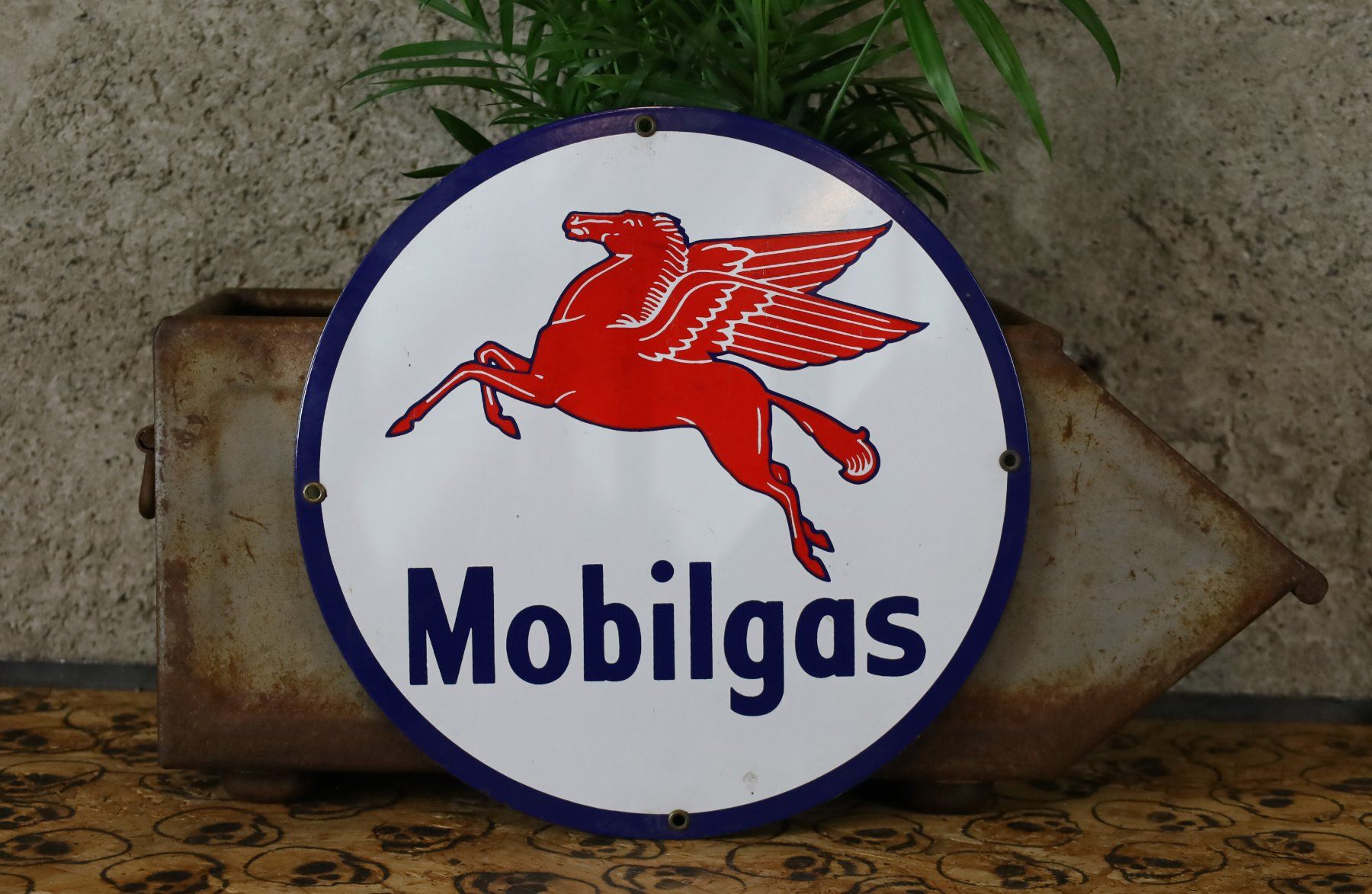 Insegne: Emailschild "Mobilgas" – Usato da Birrwil venduto da brandschatz_birrwil 1