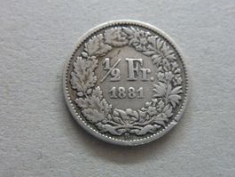 1/2 Fr.  1881  -  ungereinigt  -
