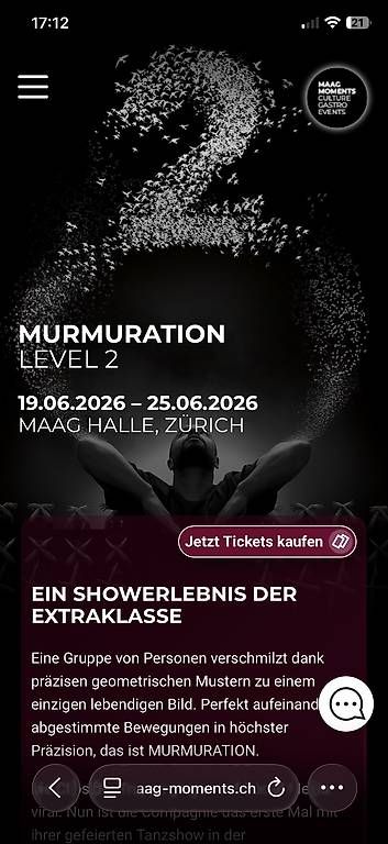 Biglietti: 2 Tickets Murmuration 20.06.2026, 19.30h – Usato da Tägerwilen venduto da Bichito4