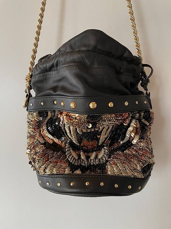 Balmain Borse da donna: Balmain Beuteltasche Tiger Pailetten, Leder – Nuovo (secondo la descrizione) da Arbon venduto da free4style
