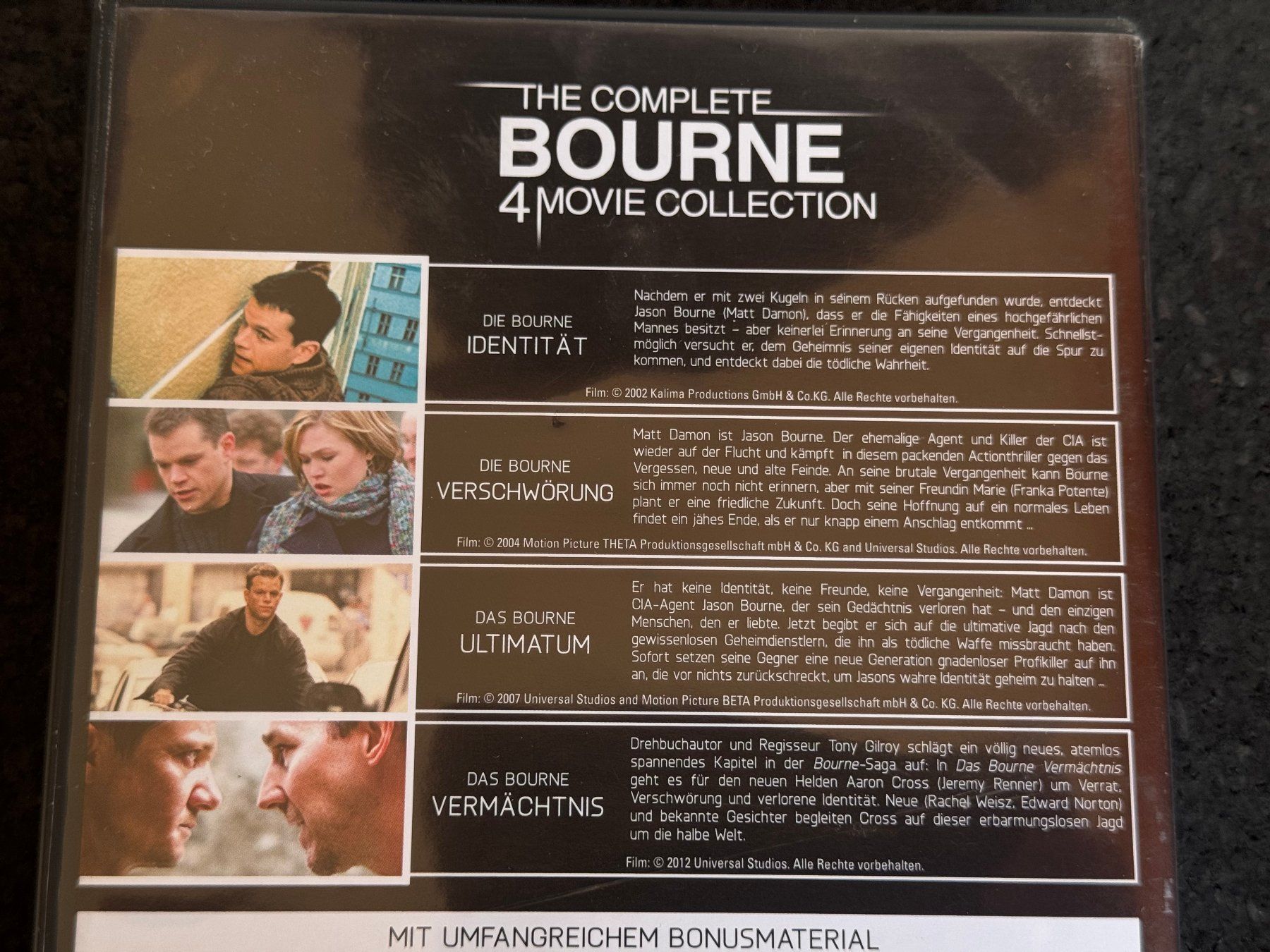 Tous les DVDs: The Complete BOURNE 4Movie Collection DVD's – D'occasion à Fribourg par tschjoly 2