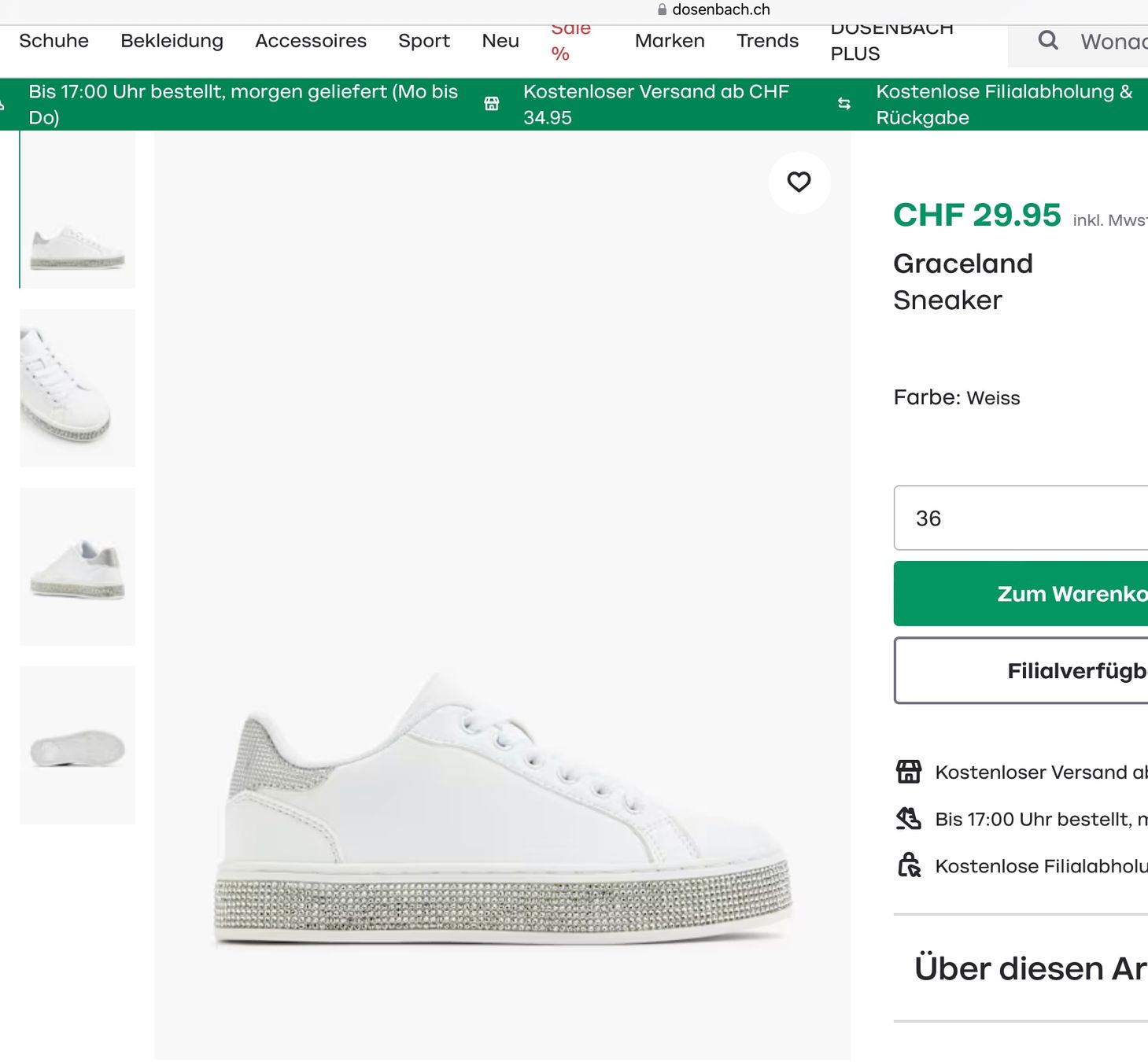 Scarpe per ragazze: Sneaker mit Strasssteinchen Grösse 33 weiss – Usato da Emmenbrücke venduto da Hathor123 9