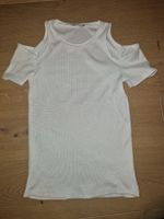Zara Ripp-Shirt, Gr. S, Weiss, mit offenen Schultern,