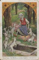 Märchen Karte Der Wolf + 7 Geisslein  1920  Motiv