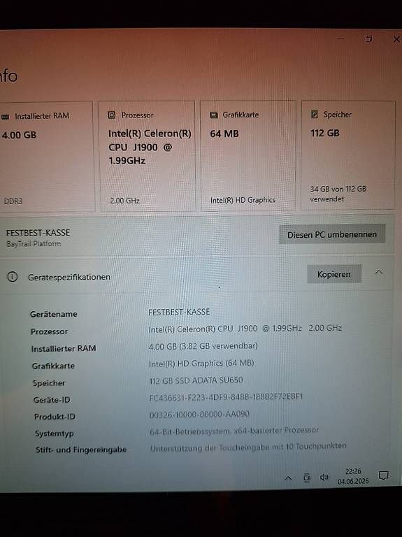PC: Touchscreen Kasse / All-in-one PC – Usato da Stetten SH venduto da rx4 1