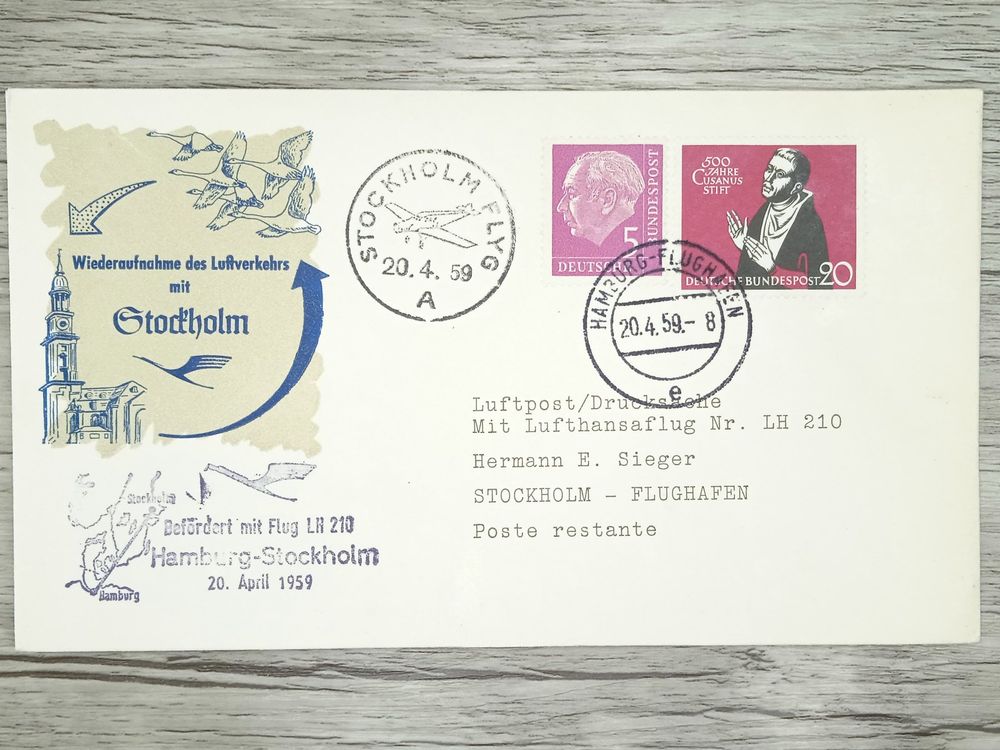 TR77 Enveloppe + Timbre Allemagne 1959 Theme Aviation (Gebraucht) in ...