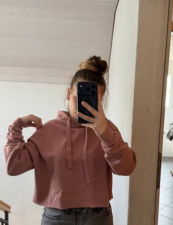 Pinker cropped Hoodie