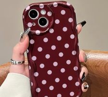 Handyhülle iPhone Case Polka Dot bordeaux pink