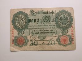 Reichsbanknote, 20 Mark, 1914, Berlin, Historisch