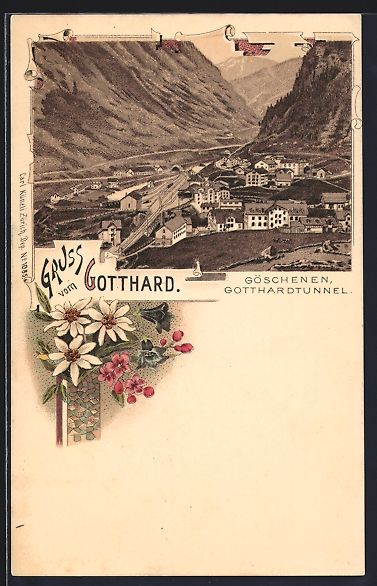 Ansichtskarten: Litho Göschenen, Totalansicht mit Gotth – Gebraucht aus Berlin von bartko-reher
