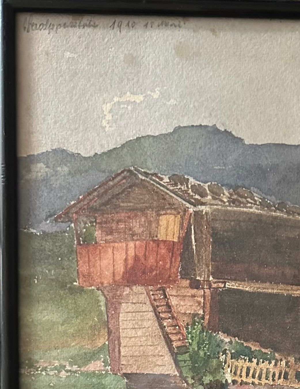 Gemälde: Fred Bauer (189-1985) Gartenhause Ansicht Aqurell – Gebraucht aus Root von  3